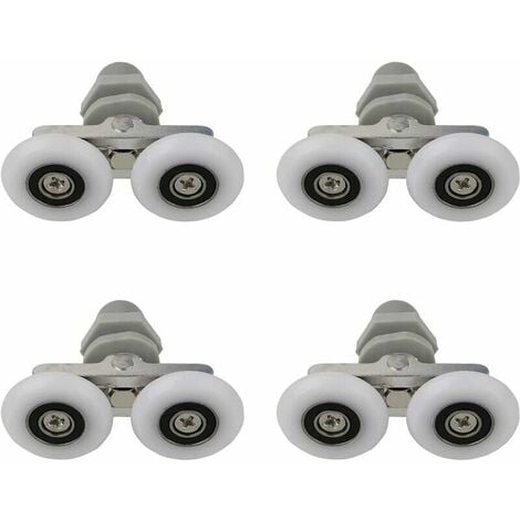 Roulettes Doubles pour Porte de Douche Roulettes pour Porte de Douche Roulettes Coulissantes Porte Salle de Bain Douche Rouleau de Douche de Rechange,Pièces de rechange pour salle de bain 27mm 4 PCS