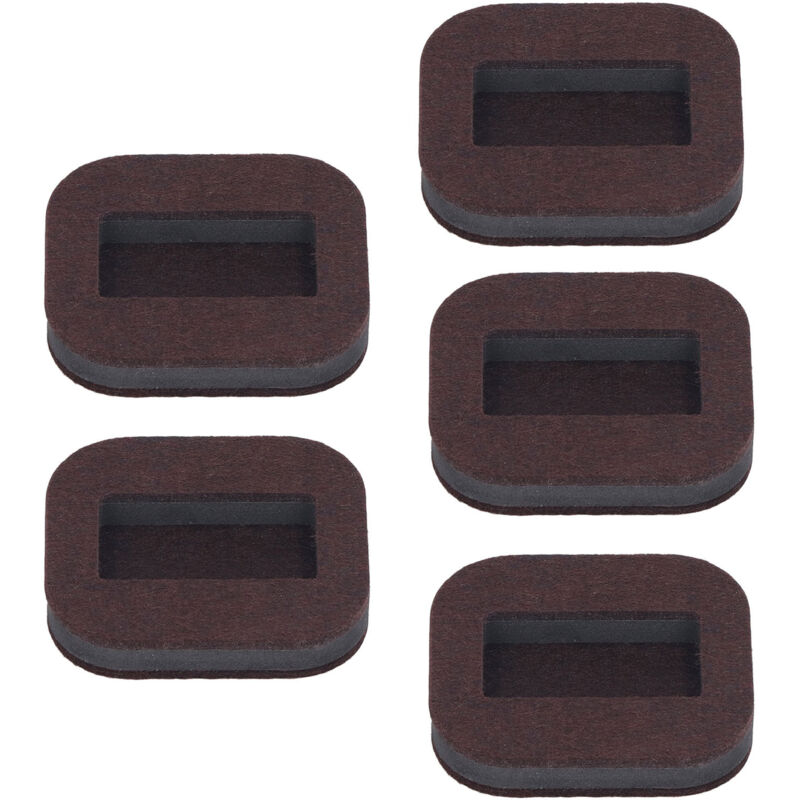 Roulettes en feutre rectangulaires Concave pour chaise de bureau, coussinet de fixation de rouleau, roue de meubles pour bois dur marron, 5 pièces