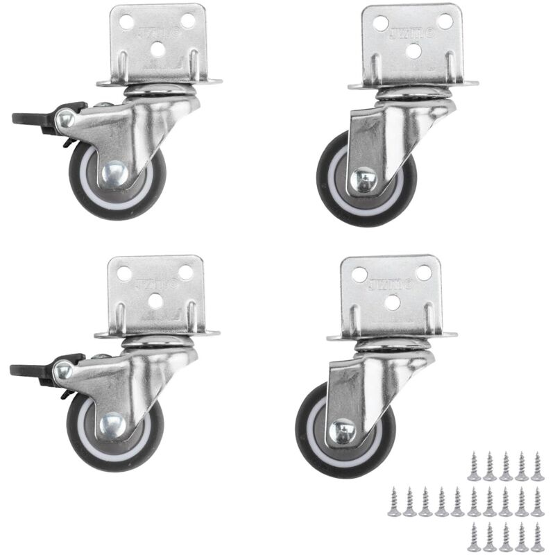 Roulettes en L de 3,8 cm (1,5 pouce), capacité de charge totale de 68 kg (150 lb), adaptées aux meubles, bureaux, etc. - Lot de 4