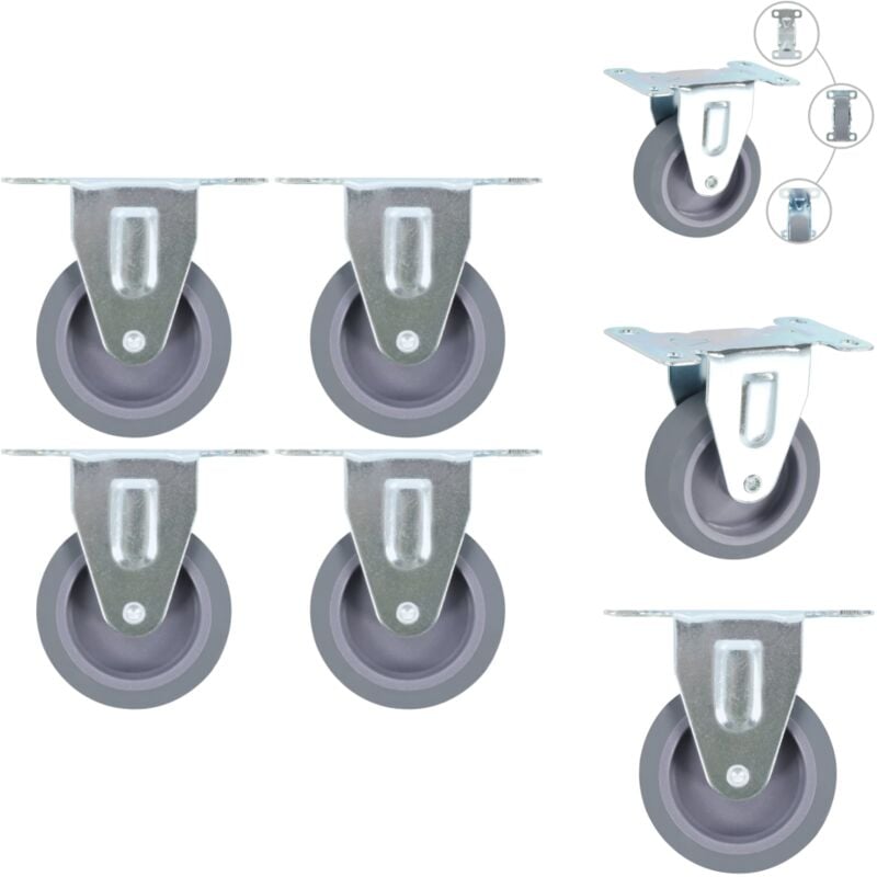 Vidaxl - Roulettes fixes 4 pcs 75 mm - Roulettes Fixes - Roulettes Pour Meuble - Accessoires De Rangement - Roues Industrielles - Fixation De Meuble