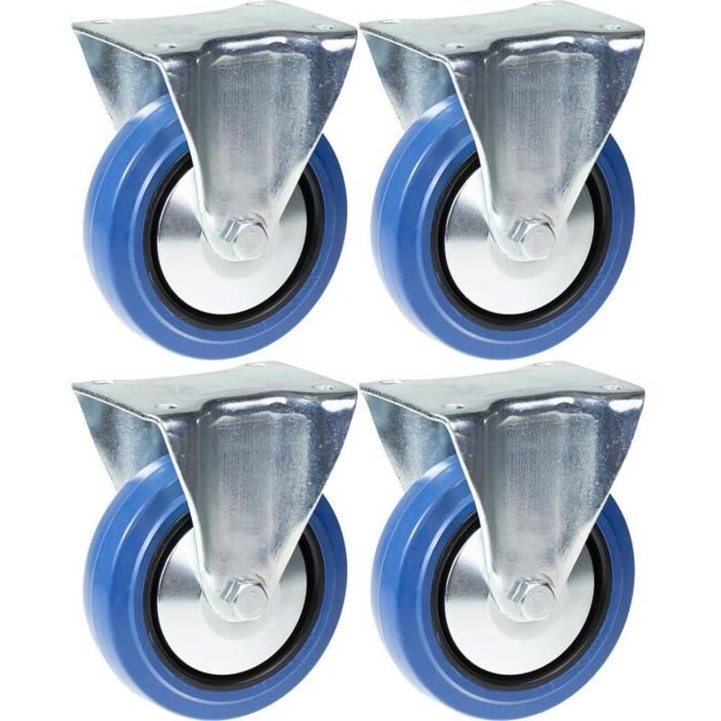 Roulettes - Noname - 125 mm - Blue rubber - Fixed - Capacity 800 kg