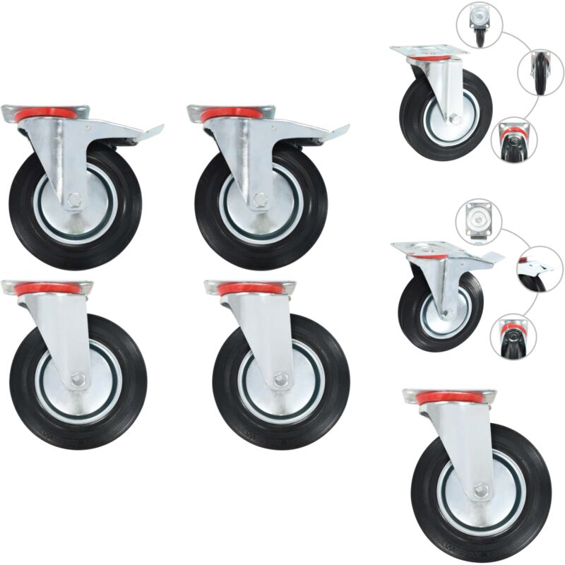 Roulettes pivotantes 4 pcs 200 mm - Roulette Pivotante - Roulettes Pivotantes - Roulette De Chariot - Roulettes De Chariot