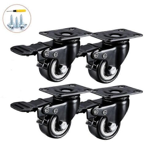 Roulettes pivotantes 50 mm  Roulettes pivotantes 200 kg avec frein  Roulettes robustes pour meubles, chariots de transport, tables basses, établis