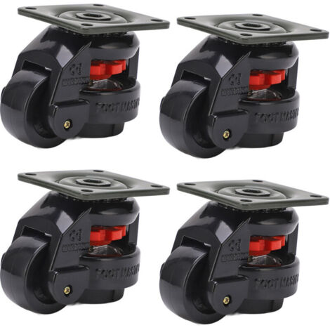 Roulettes Pivotantes 50mm, 250KG/551.16LBS, Roulettes pour Meubles de Nivellement Rétractables Robustes de Rotation à 360°, Roulettes Industrielles Haut de Gamme, Lot de 4 (Noir)