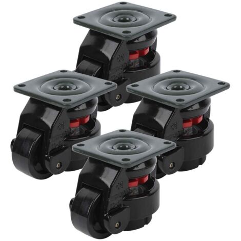 Roulettes Pivotantes 50mm, 250KG/551.16LBS, Roulettes pour Meubles de Nivellement Rétractables Robustes de Rotation à 360°, Roulettes Industrielles Haut de Gamme, Lot de 4 (Noir)