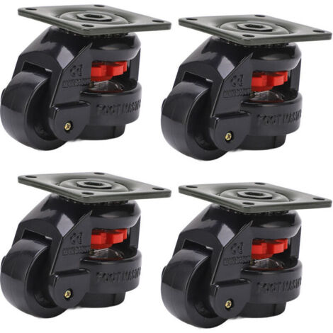 Roulettes Pivotantes 50mm, 250KG/551.16LBS, Roulettes pour Meubles de Nivellement Rétractables Robustes de Rotation à 360°, Roulettes Industrielles Haut de Gamme, Lot de 4 (Noir)