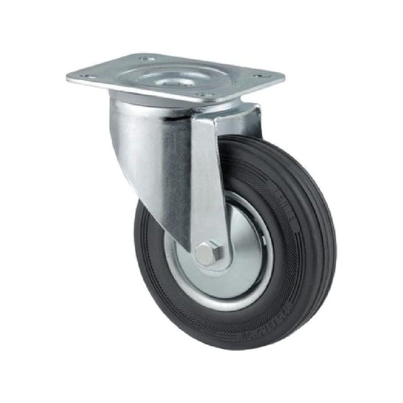 Tente - Roulettes pivotantes à bandage en caoutchouc noir 3470DVR160P63