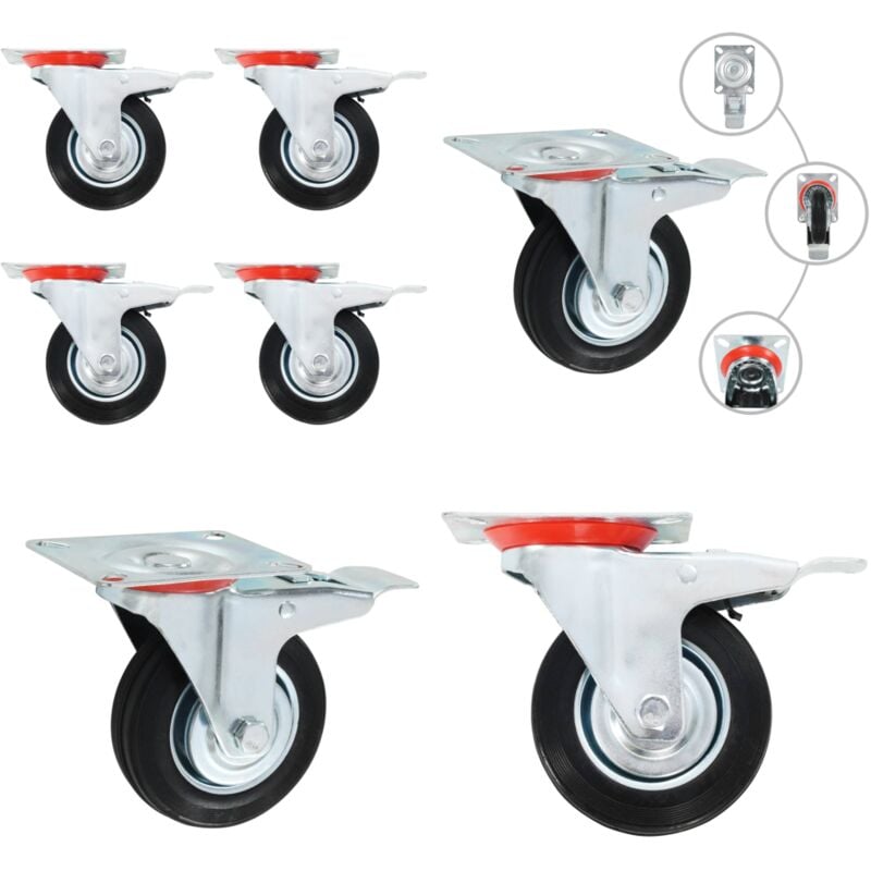 Vidaxl - Roulettes pivotantes avec double frein 4 pcs 100 mm - Roulettes Pivotantes - Roulettes Avec Frein - Chariots Industriels - Accessoires