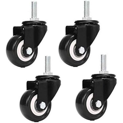 Roulettes pivotantes charge lourde 240 kg – 4 pièces M8×25 mm, patins en polyuréthane PU pour meubles et chariots