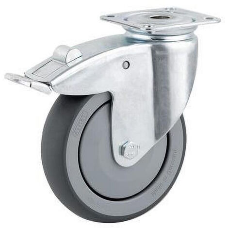 Roulettes pivotantes en acier galvanisé à platine de fixation TENTE 2477PJP075P40