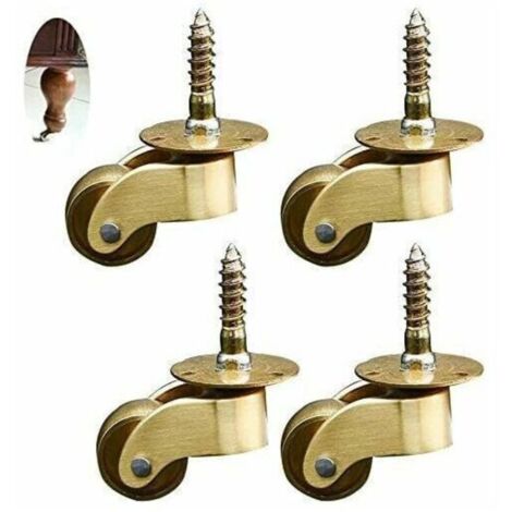 Roulettes pivotantes en laiton massif 4pcs – Rotation 360° – Résistance à l'usure – Fixation par vis pour meubles et équipements