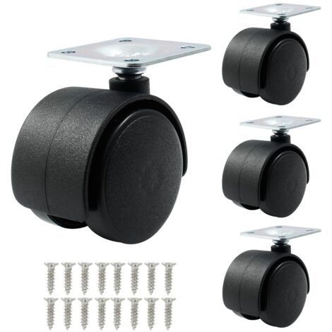 Roulettes pivotantes pour meubles, sans frein, roulettes pivotantes robustes, lot de 4 (1,5")