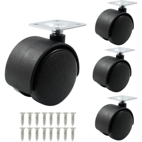 Roulettes pivotantes pour meubles, sans frein, roulettes pivotantes robustes, lot de 4 (2")