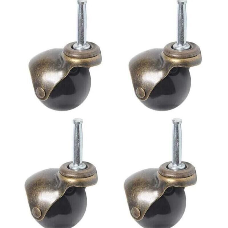 Linghhang - Roulettes pivotantes, roulettes à billes rotatives à 360 degrés, plaque supérieure avec capot, roulette de meuble, 4 pièces (roulette à
