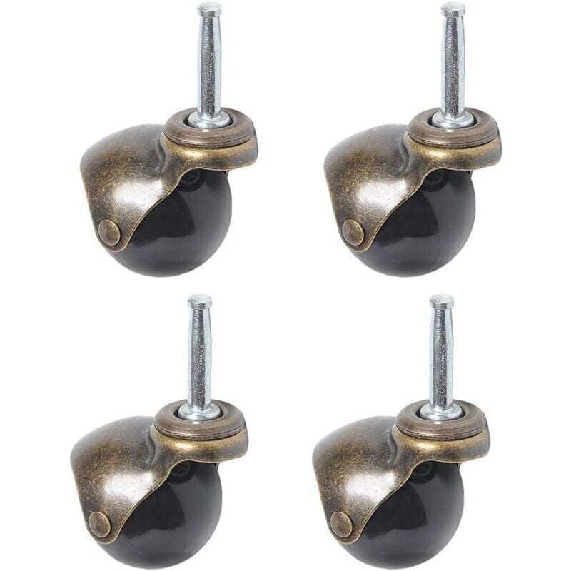 Laoa - Roulettes pivotantes, roulettes à billes rotatives à 360 degrés, plaque supérieure avec capot, roulette de meuble, 4 pièces (roulette à bille