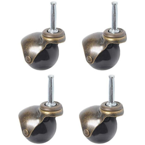 Roulettes pivotantes, roulettes à billes rotatives à 360 degrés, plaque supérieure avec capot, roulette de meuble, 4 pièces (roulette à bille avec tige à anneau de préhension, 2 "50 mm