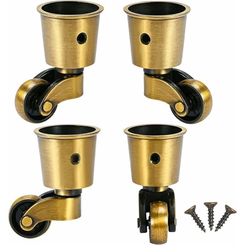 Roulettes Pivotantes, roulettes Rondes en Cuivre roulettes Anciennes Pas De Bruit Portable Peut Pivoter à 360° pour Canapé/Chaise/Table Basse/étagère