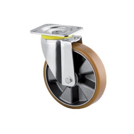 Roulettes pivotantes sur platine bandage polyuréthane pour charges lourdes - type 4680, Ø 200 mm, charge 800 kg - Tente