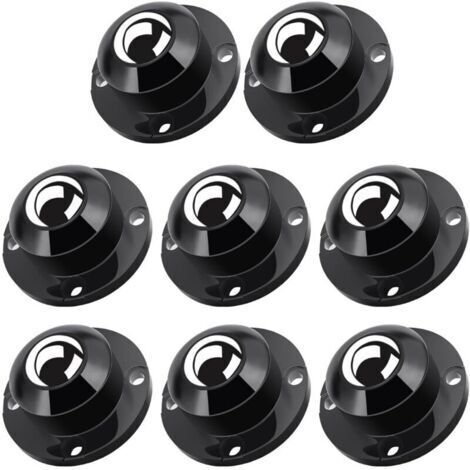 Roulettes pivotantes universelles en acier de 2,5 cm pour appareils électroménagers, capacité de charge de 12,7 kg par roue (8 pièces, noir)
