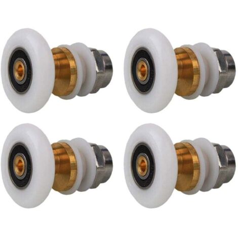 Roulettes Porte de Douche 23mm, Roulette Porte Coulissante Douche en Laiton 4 Pièces pour Rouleau pour Remplacement de Douche Coulissante Verre Porte Coureurs Rouleaux (23MM)