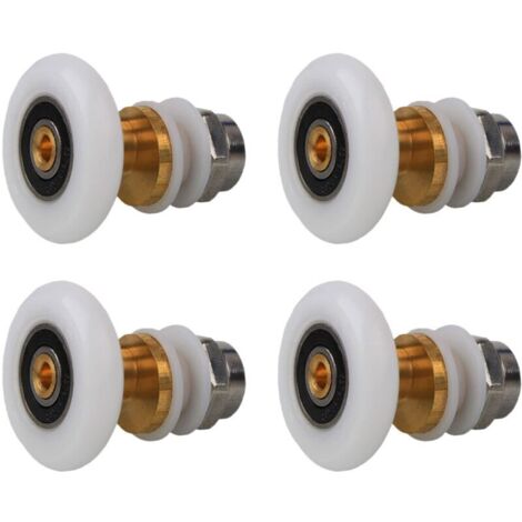 Roulettes Porte de Douche 27mm, Roulette Porte Coulissante Douche en Laiton 4 Pièces pour Rouleau pour Remplacement de Douche Coulissante Verre Porte Coureurs Rouleaux (27MM)