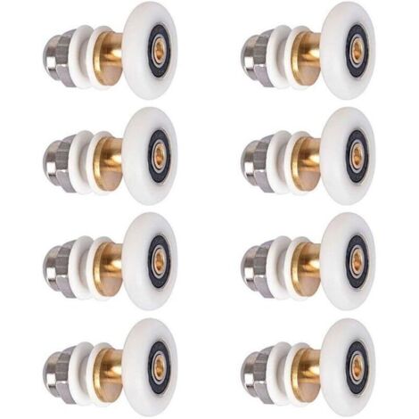 Roulettes Porte Douche 25mm 8 Pièces - Roulement Nylon/Cuivre Diamètre 25mm, Épaisseur 5.55mm