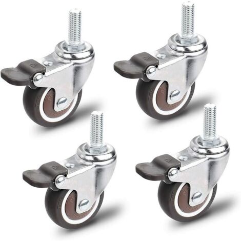 Roulettes pour Meubles, 4 Pièces Roulette Pivotante, M10x25mm Universelles Roulettes pour Meubles, Capacité de Charge 40 KG par Roulettes