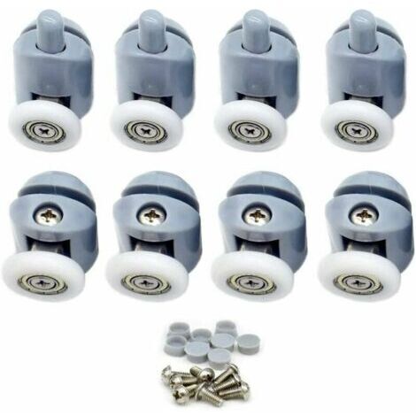 Roulettes pour parois de douche - Lot de 8 roulettes pour portes de douche coulissantes, diamètre 25 mm.