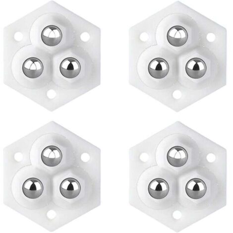 Roulettes pour petits meubles, lot de 4, poulie mobile pivotante à 360 degrés, adaptées aux petits meubles, blanches