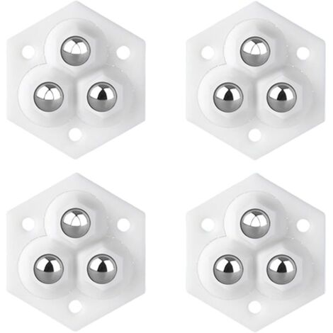 Roulettes pour petits meubles, lot de 4, poulie mobile pivotante à 360 degrés, adaptées aux petits meubles, blanches