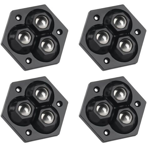 Roulettes pour petits meubles, lot de 4, poulie mobile pivotante à 360 degrés, adaptées aux petits meubles, noires