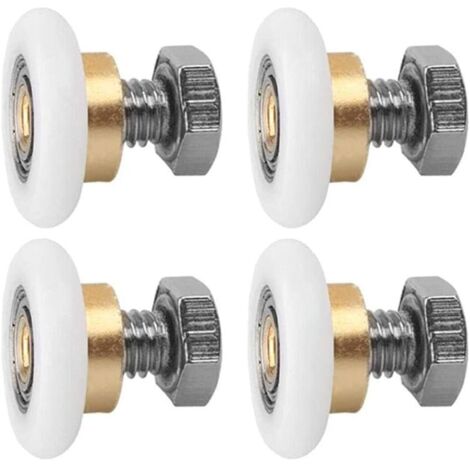 Roulettes pour porte coulissante, lot de 4 roulettes de douche, rails de douche, roulettes pour porte de douche, roulettes coulissantes, roue de rechange pour porte (20 mm)
