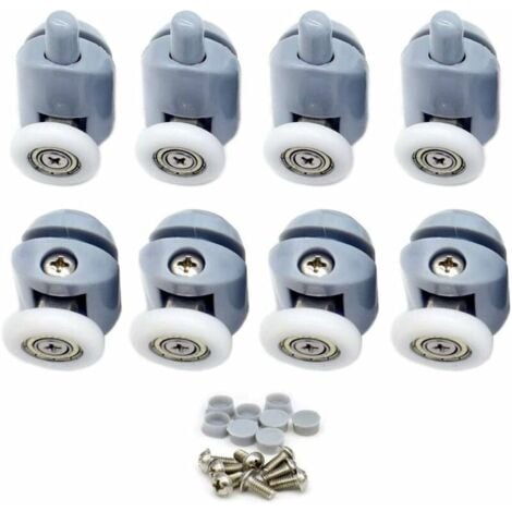 Roulettes pour Porte de Douche 8 pièces Galets de porte de douche Roulette Porte Coulissante Douche Roulettes Cabine de Douche pour Porte Douche Salle de Bain 23mm