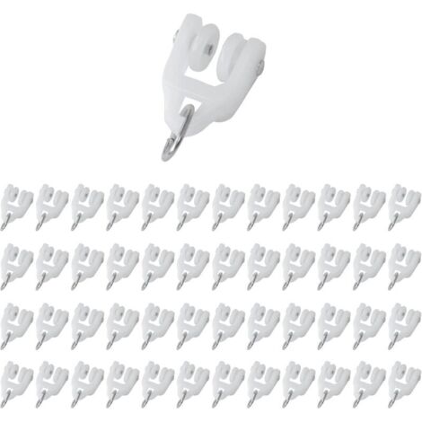 Roulettes pour Rideaux – Lot de 48 Galets Coulissants à Double Roue en Plastique pour Rails de Stores