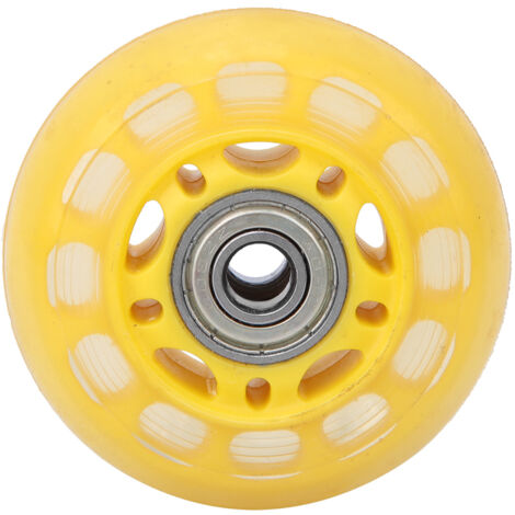 Roulettes transparentes jaunes PU avec roulement 608ZZ pour chariot bagages, accessoires patins 64x24x8mm