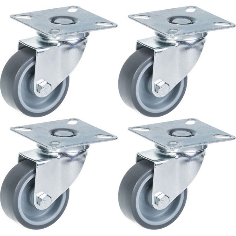 Roulettes - Zhongshan Longway - 50mm - Grey Rubber - Capacity 160kg - Set of 4