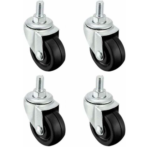 RouletteSet mit 4 40-mm-Gummirädern mit M8-Gewindeschaft