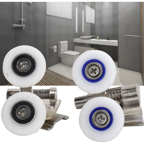 Roullements de Porte de Douche en Zinc et Nylon - Kit d'Installation pour Portes en Verre 6-8mm avec Roue Diamètre 26mm et Accès pour Ouverture 10-14mm