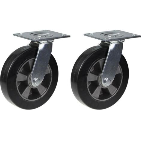 Roulotte - Materiale Cantiere - 200mm - Gomma Nera - Pivottante - Capacità 900kg