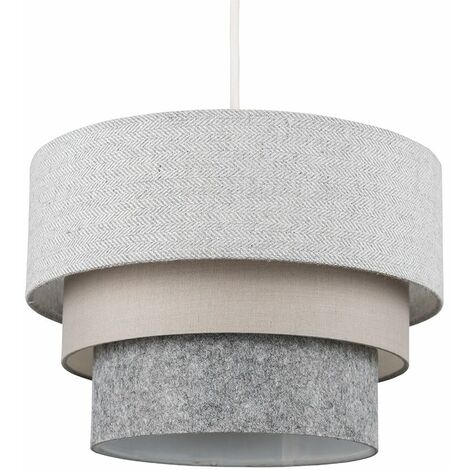 VALUELIGHTS Round 3 Tier Fabric Ceiling Pendant Lamp Light Shade - Herringbone - No Bulb