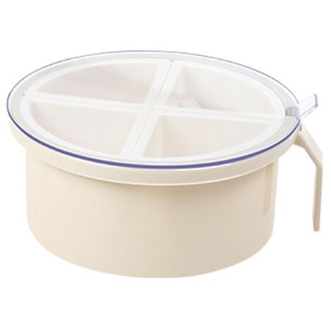 Round 4 Grid Seasoning Box Plastic 4 Compartment Condiment Box Kitchen Seasoning Storage Container Beige