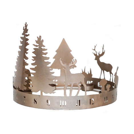 Round Advent Forest Tealight Centrepiece - Mild Steel - L33 x W33 x H25 cm - Copper