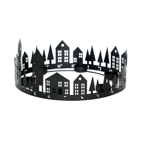 Round Advent Tealight Centrepiece - Mild Steel - L33 x W33 x H15 cm - Black