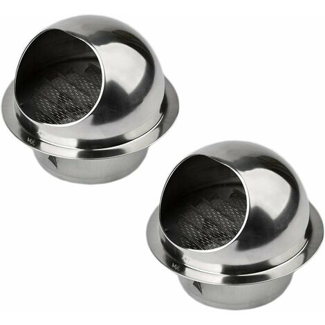 LITZEE Round Air Vent Grille Hood Ventilation Duct Air Vent Stainless Steel Vent Grille w / Insect Mesh, 100mm (2 Pcs)