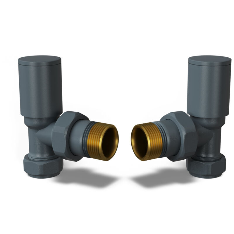 Image of Round - Anthracite Radiator Valves Angled&hellip;