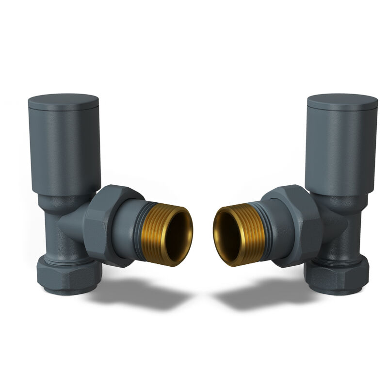 Image of Round - Anthracite Radiator Valves Angled&hellip;