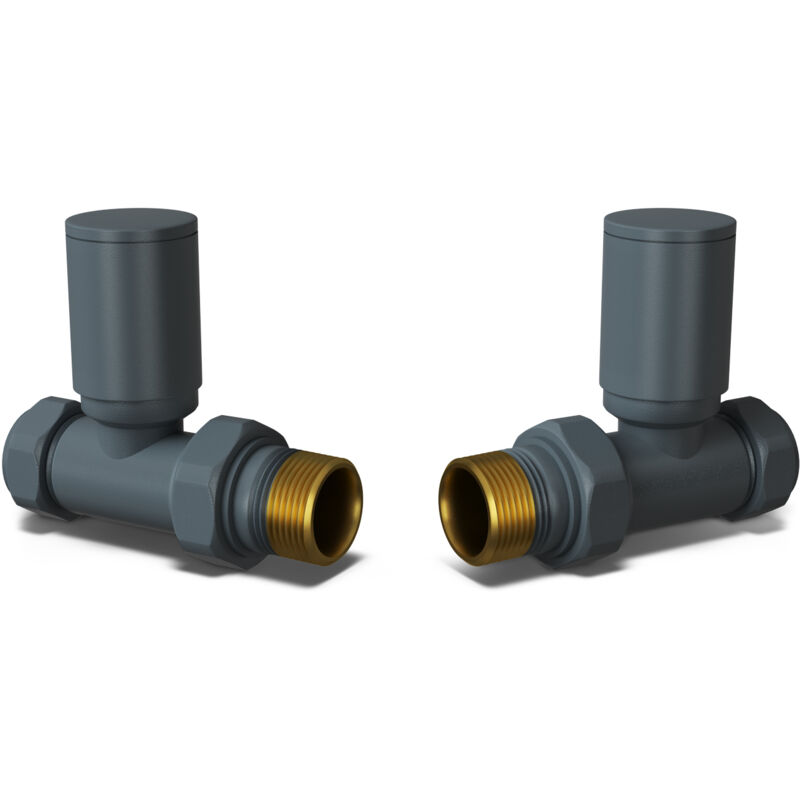 Image of Round - Anthracite Radiator Valves Straight&hellip;
