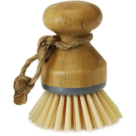 Round Bamboo Short Dish/Pot Brush, Natural