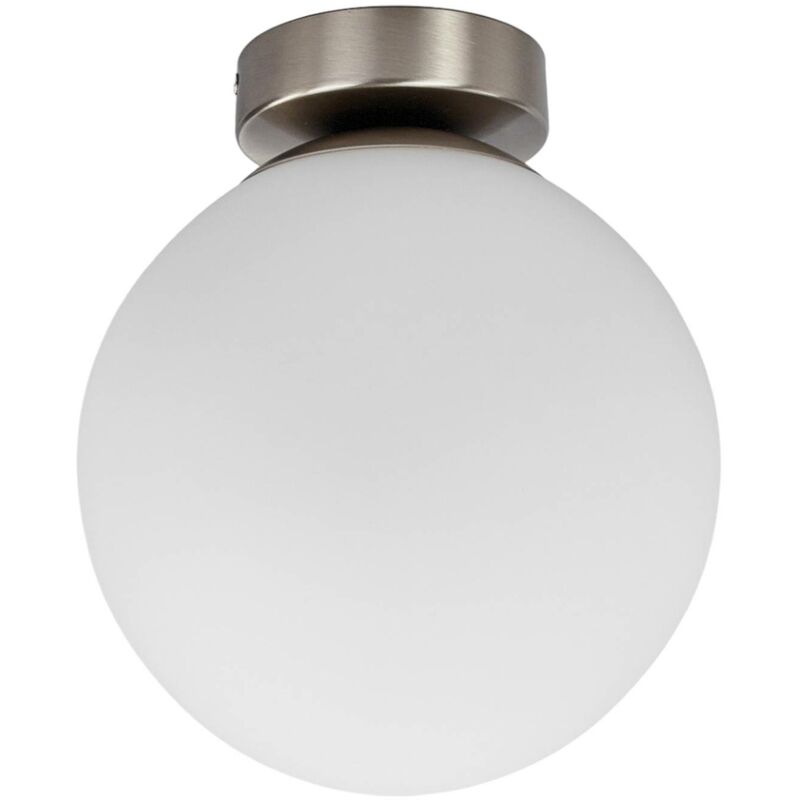 Lindby - Ceiling Light Lennie Dimmable (Modern) In White Made Of Glass For E.G. Bathroom (1 Light Source, E27) From White, Matt Nickel