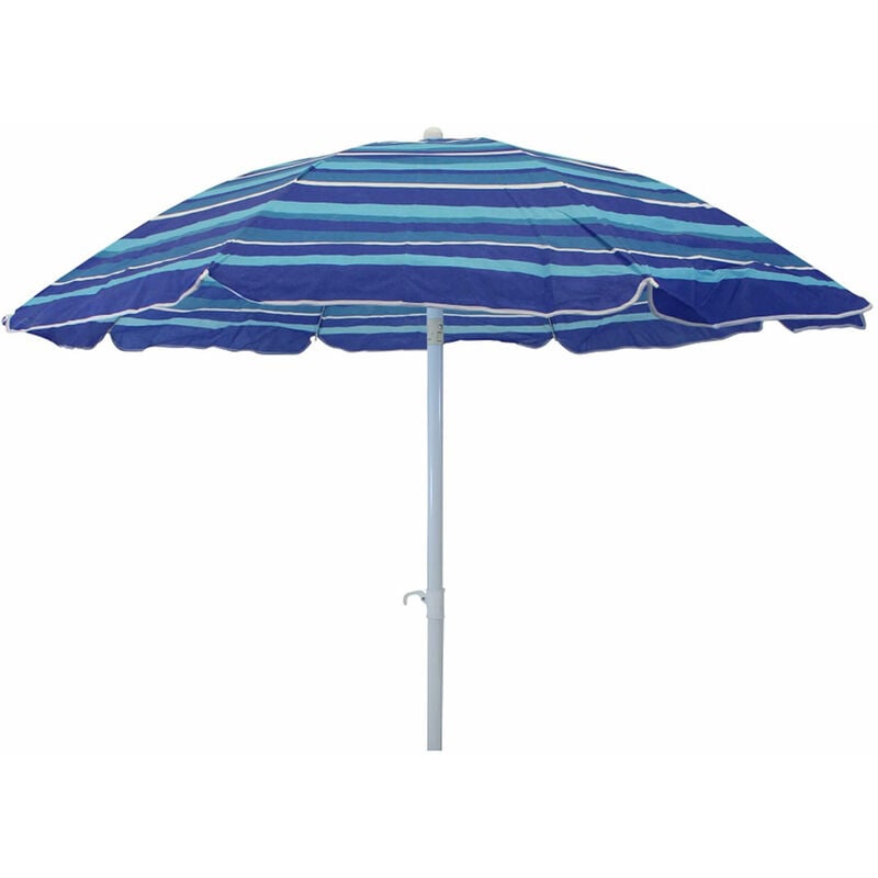 Round Beach Umbrella Ø1,80 cm avec poteau en acier et couvercle à tnt Blue Beach